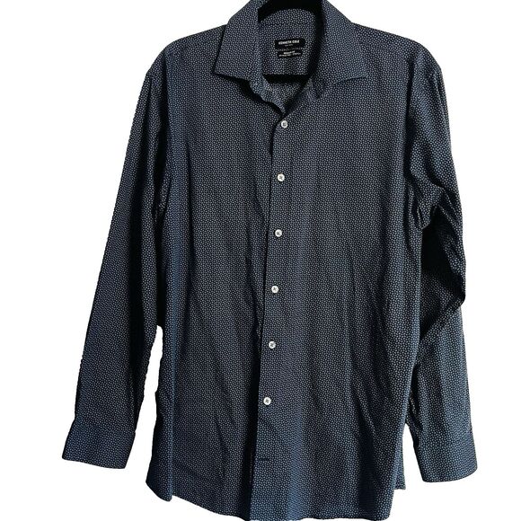 Kenneth Cole Men's Dress Shirt Regular Fit Stretch Blue Size 16 32-33 - Picture 2 of 9